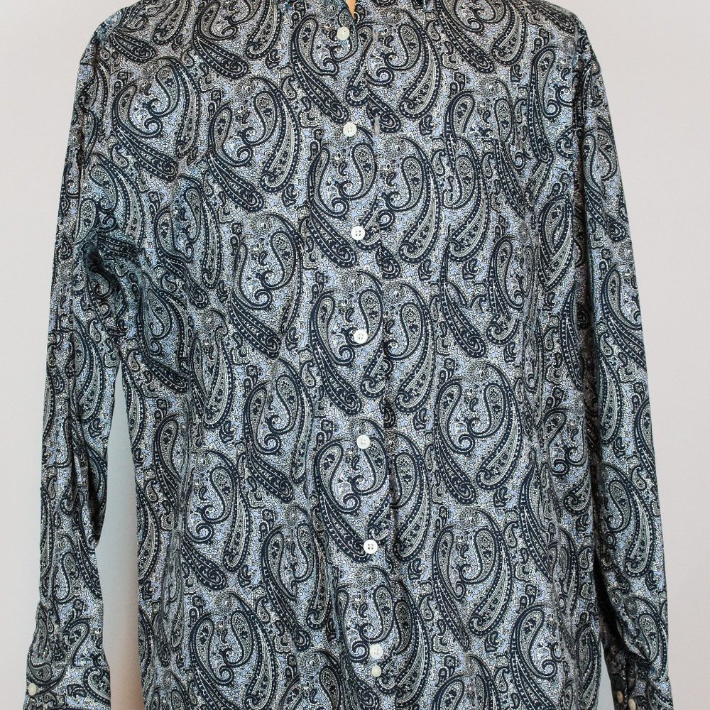 Alan Flusser Long-Sleeve Paisley Button Down Shirt L Large